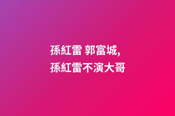 孫紅雷 郭富城,孫紅雷不演大哥-第1張-觀點-玄機派